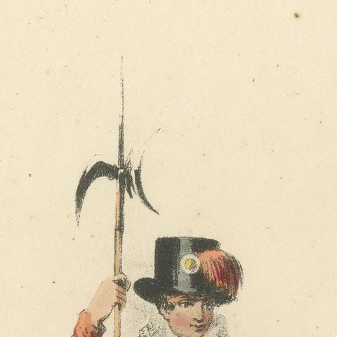 Swiss Guard in Petite Uniform: Handcolored Print, Plate 43, 1862, close-up 1