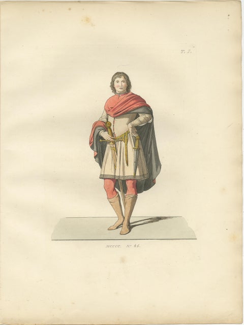 Military and Judicial Costumes from Medieval Italian Society, Published in 1845, view 2