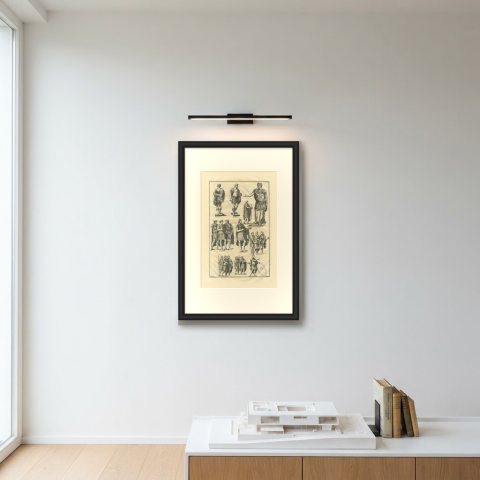 Roman Officers from Trajan's Column and Constantine's Arch, 1722, shown framed on a wall