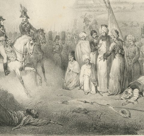 Battle of Aboukir, Napoleon in Egypt, Antique Madou Lithograph, 1827, close-up 3