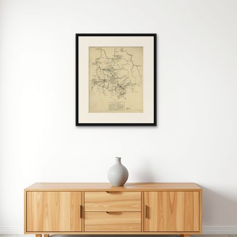 Napoleonic Wars: Germany Allied Military Campaign Map by Ausfeld, 1814, shown framed on a wall