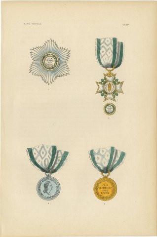 Saxony, Civil Merit Order Star, Cross and Medals, Plate LXXIV, 1844, view 2