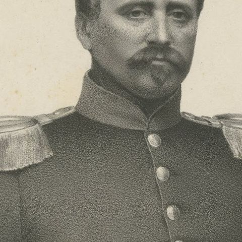 Unknown Military Officer in Uniform, Original Antique Lithograph, 1870, close-up 1