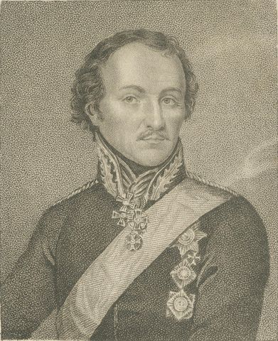 Antique Portrait Matvei Platov, Russian General, Engraving c.1815, close-up 2