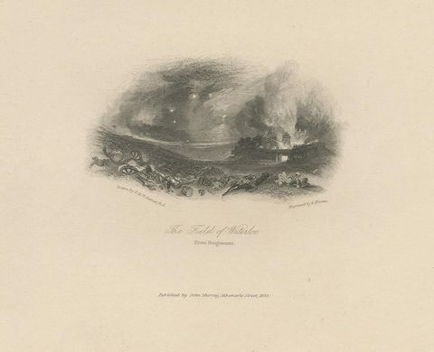 Antique Print of the Battle of Waterloo by Murray, '1833', view 2