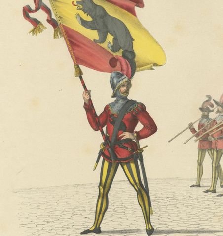 The Standard-Bearer of Bern Leading a Swiss Infantry Formation, Published 1855, close-up 1