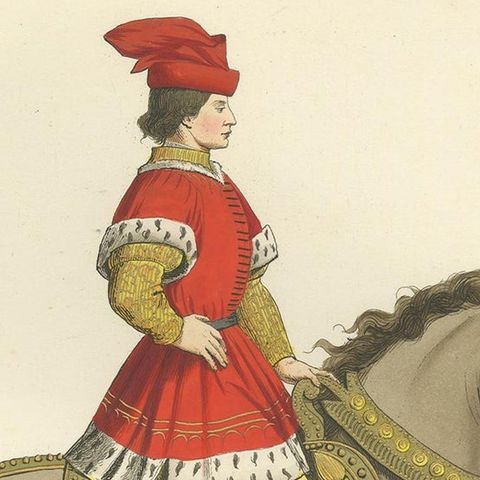 Antique Print of a Young Cavalryman, Italy, 14th Century, by Bonnard, 1860, close-up 1