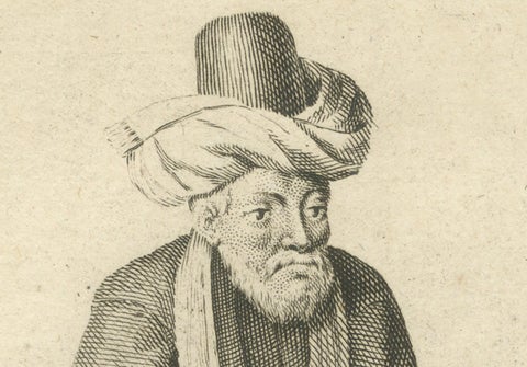 Ottoman Dervish Costumes and Soldiers from the 18th Century, Engraved in 1734, close-up 1