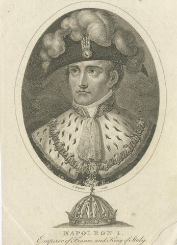 Napoleon I Portrait, Emperor of France, Stipple Engraving c.1815, close-up 2