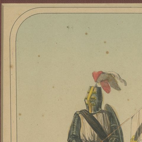Spanish Cavalry Lithograph by José Villegas: Medieval Knights, 1861, close-up 6