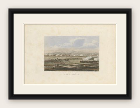 Antique Print of the Second Siege of Zaragoza, circa 1860, shown framed