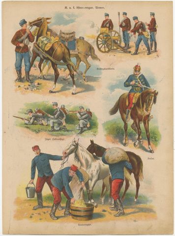 Austro-Hungarian Army Uniforms, Cavalry, Infantry, Artillery & Parade, 1890, view 2