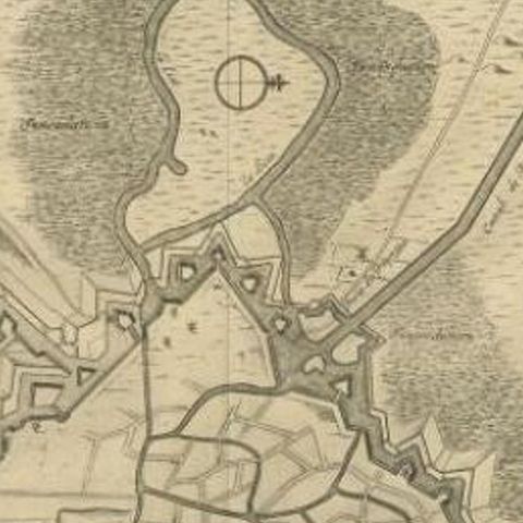 Antique Map of the Siege of Gent by Dumont, 1729, close-up 1