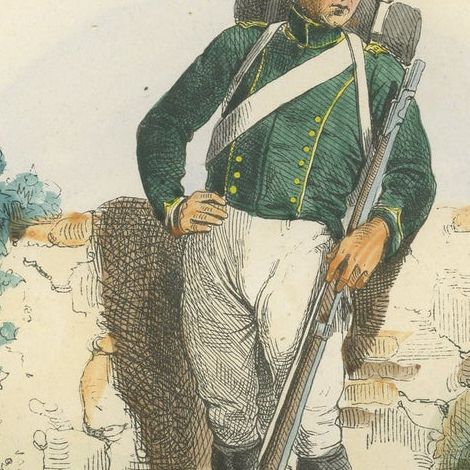 Pupilles of the Imperial Guard, Napoleonic Military Uniform Print, Paris 1843, close-up 3