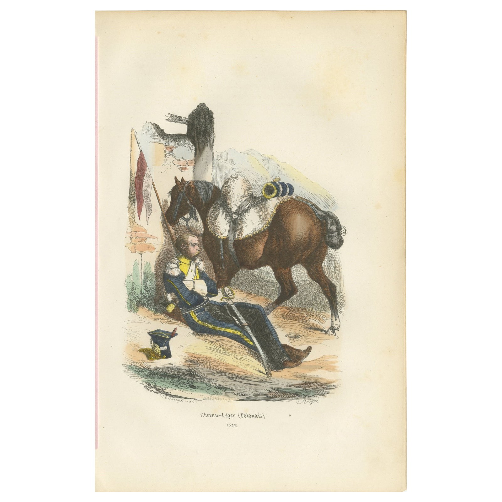 Polish Chevau-Léger of the Imperial Guard, Napoleonic Cavalry Print, 1843