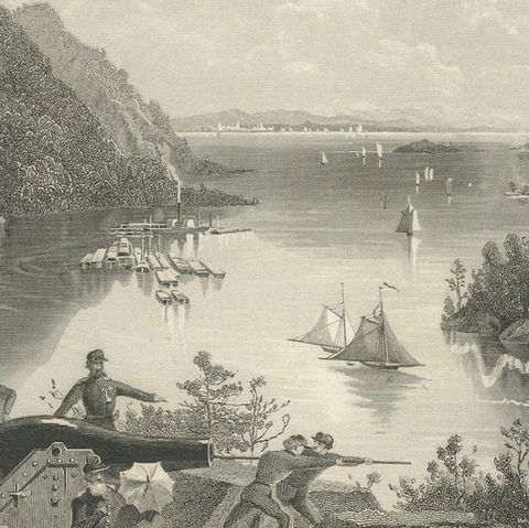 West Point and the Highlands, Hudson River Military View, 1869 Engraving, close-up 4