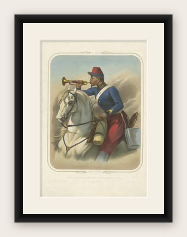 Antique Print of a French Cavalryman During the Battle of the Smala 'circa 1845', shown framed