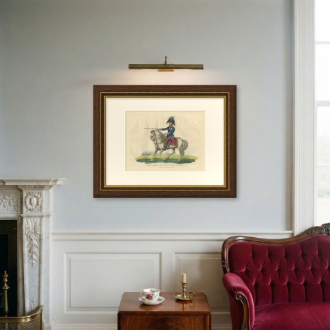 Field Marshal Blücher with Drawn Saber on a Gray Horse, 1815, shown framed on a wall