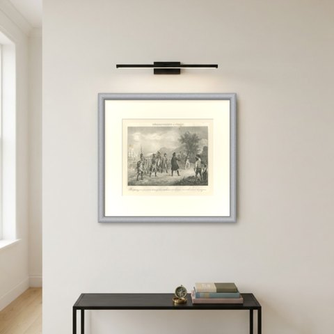 Landing at Frejus, Return from Egypt, Antique Madou Lithograph, 1827, shown framed on a wall