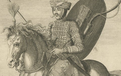 Mounted Persian Soldier, Safavid Military Costume, c.1730, close-up 4