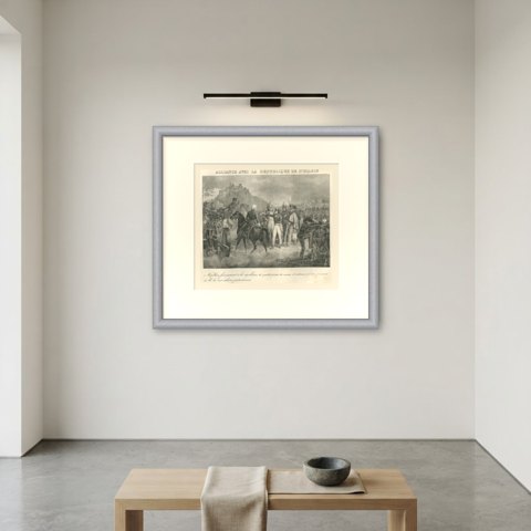 Alliance with San Marino, Four Cannon Given, Antique Madou Lithograph, 1827, shown framed on a wall