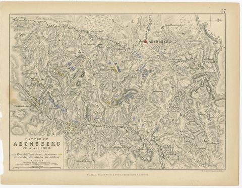 Antique Plan of the Battle of Abensberg in Germany, view 2