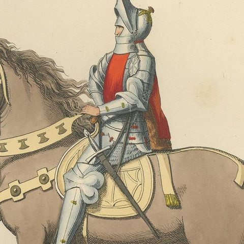 Antique Print of a Florence Soldier, 15th Century by Bonnard, 1860, close-up 2