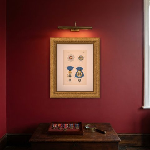 Orders of Württemberg, Crown Star and King Frederick Cross, Plate LXXXVI, 1844, shown framed on a wall