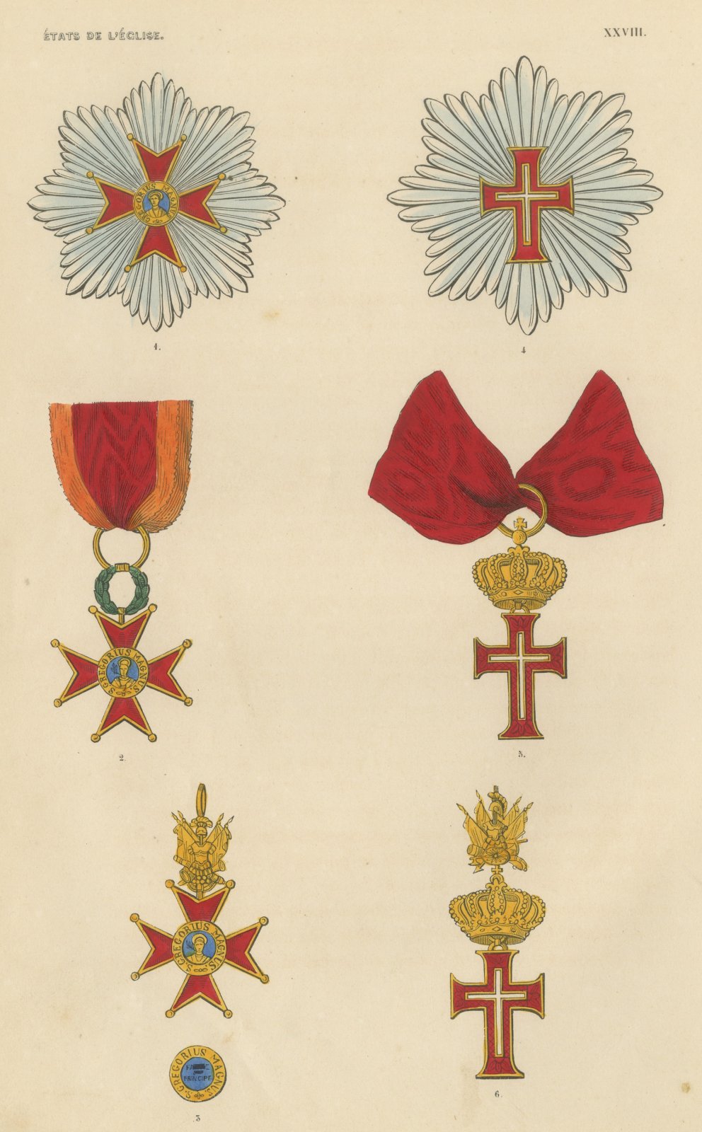 Papal States, Order of Saint Gregory the Great, Plate XXVIII, 1844