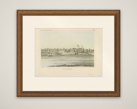 Fort Smith, Arkansas, Rare 19th Century Lithograph of Frontier History, 1856, shown framed