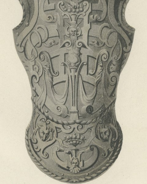 Sixteenth Century Chanfron, Soltykoff Collection, Antique Print, 1851, close-up 2