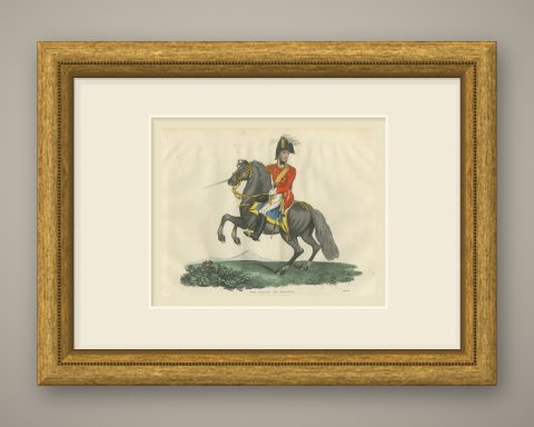 Prince of Orange on a Rearing Dark Gray Charger, circa 1815, shown framed