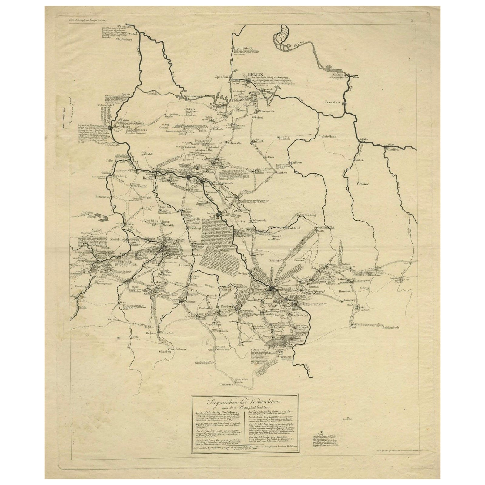 Napoleonic Wars: Germany Allied Military Campaign Map by Ausfeld, 1814