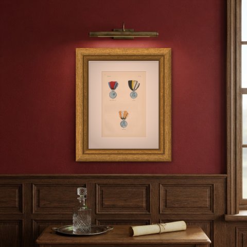 Hanover, Civil and Military Medals, Plate XL bis, Wood Engraving, 1844, shown framed on a wall