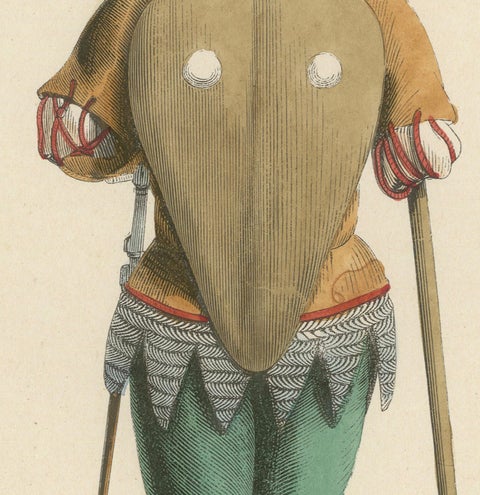 The Mercenary's Garb: Armor and Attire in 'Costume du Moyen Âge, 1847, close-up 2