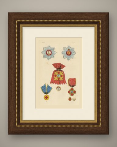 Orders of Russia, Saint Alexander Nevsky and Saint Anne, Plate LXV, 1844, shown framed