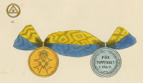 Sweden, Red Crosses, Collar and Medals, Plate LXXXI, Wood Engraving, 1844, close-up 3