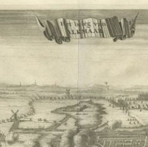 Antique Print of the Siege of Alkmaar, City of Cheese in Holland, c.1700, close-up 1