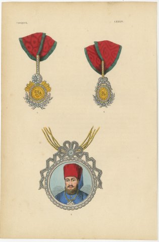 Orders of Turkey, Jeweled Badges and Portrait Medallion, Plate LXXXIV, 1844, view 2