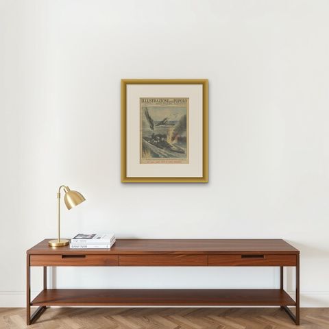 Vintage World War II Prints of the Italian Newspaper 'Gazzetta del Popolo', 1941, shown framed on a wall