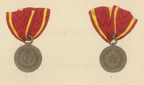 Lippe Medals for Military Merit and Bravery, Plate XLVI, Wood Engraving, 1844, close-up 1