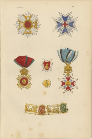 Orders of Bavaria, Saint Hubert Insignia, Plate IX, Wood Engraving, 1844, view 2