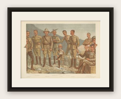 Vanity Fair Military Chromolithograph, Lord Roberts & Generals, Boer War, 1900, shown framed