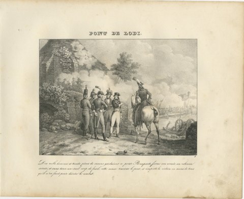 The Bridge of Lodi, Napoleon's Close Column, Antique Madou Lithograph, 1827, view 2
