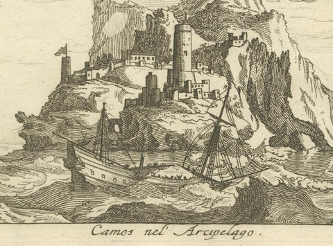 Fortified Island in the Aegean Archipelago with Ships at Sea, circa 1680, close-up 3