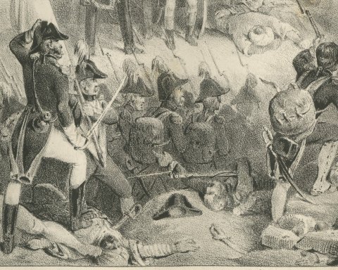 Siege of Acre, Napoleon Turns Back, Antique Madou Lithograph, 1827, close-up 2