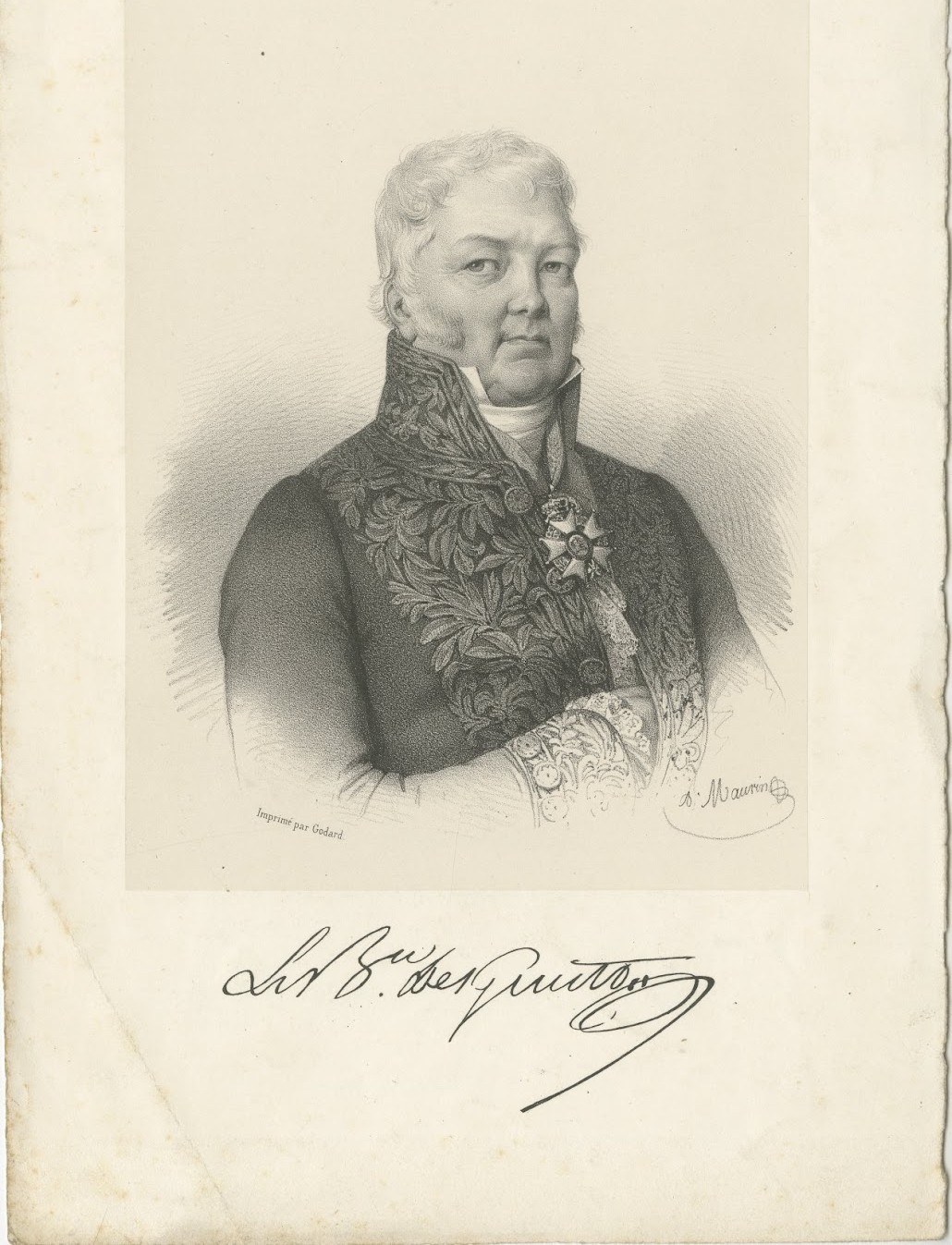 Baron Desgenettes, French Military Physician, Antique Lithograph, circa 1830