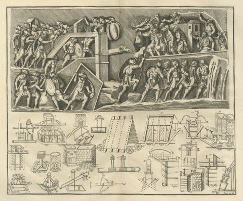 Roman Siege Relief with a Ram, Siege Towers and Engines, Montfaucon, 1722