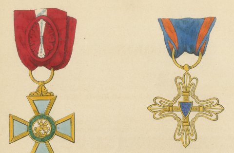 Orders of Lucca, Military Merit Cross and Service Crosses, Plate XLVII, 1844, close-up 1