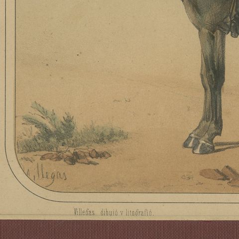 Spanish Cavalry Lithograph by José Villegas: Historic Officers, 1861, close-up 6